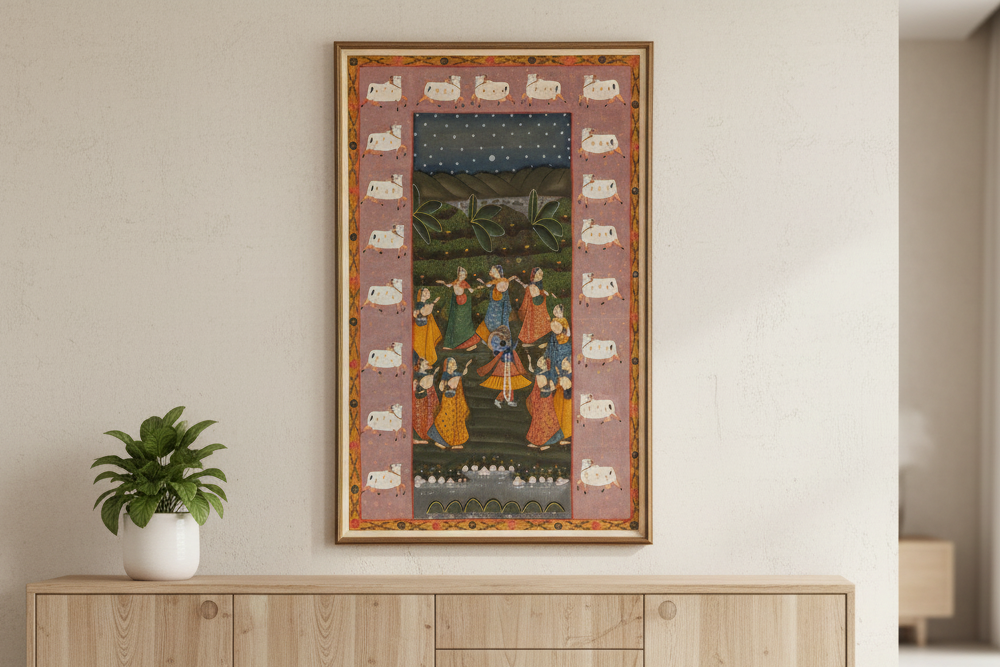 Large Indian Divine Art, Krishna's Cosmic Dance