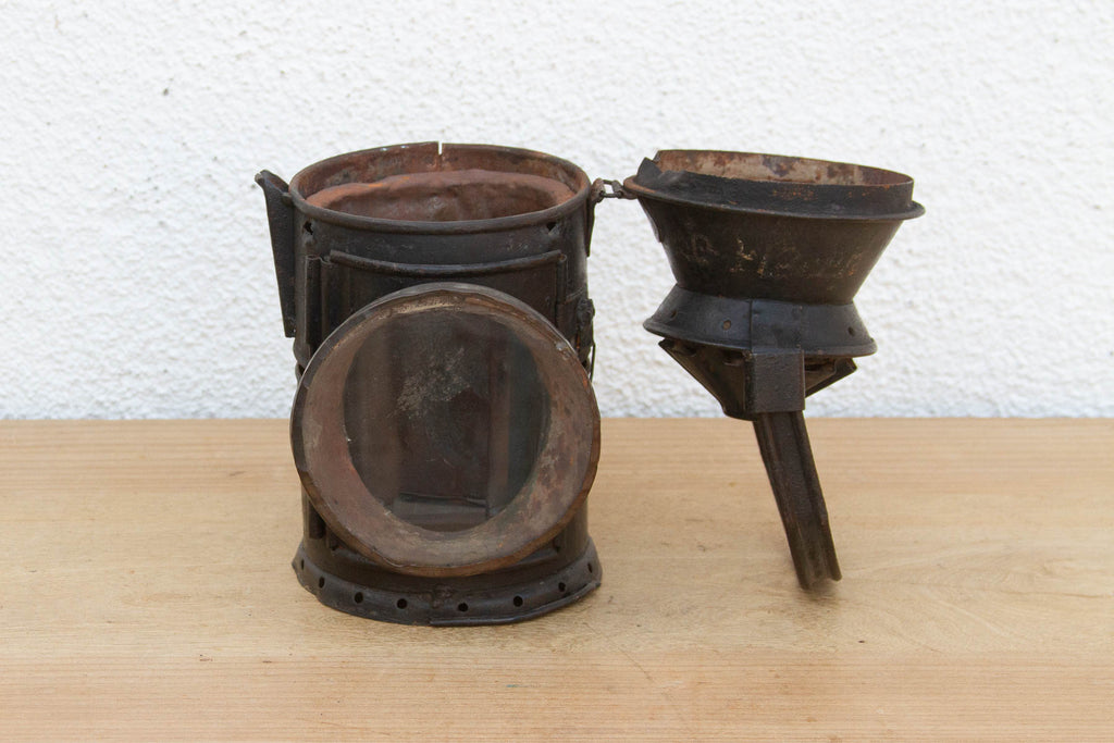 Antique Industrial Iron Railway Lantern