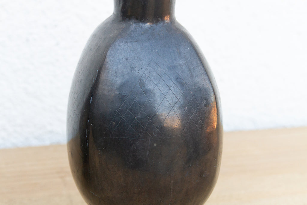 Pair of Vintage Oaxacan Black Clay Vases (Trade)