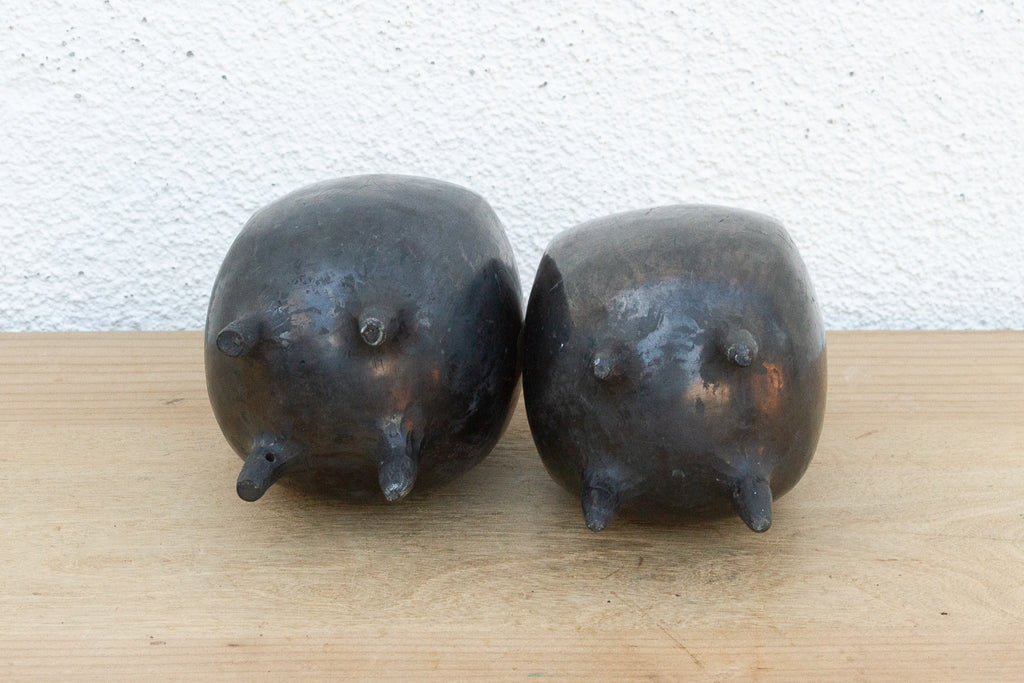 Pair of Vintage Oaxacan Black Clay Vases (Trade)