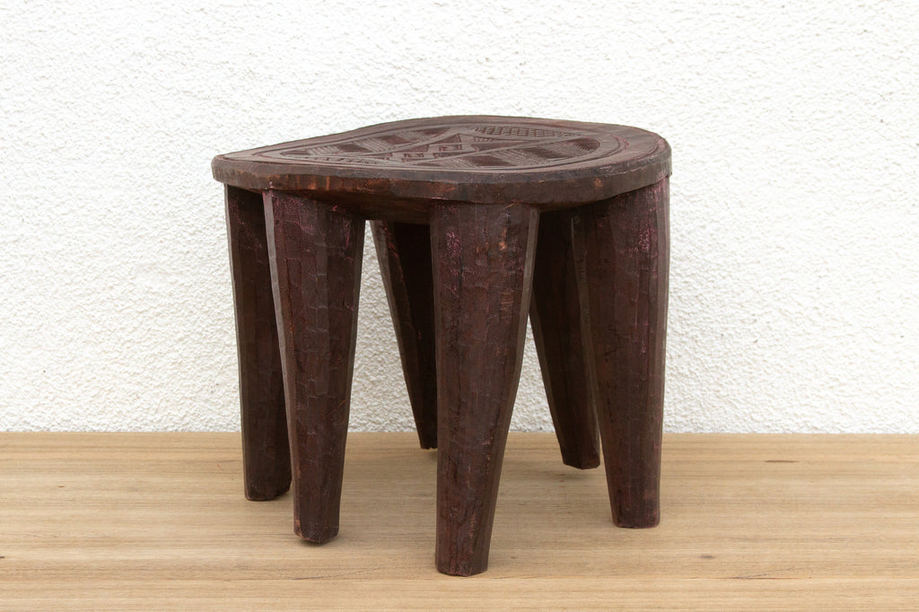 Tribal Tapestry Nupe Carved Stool