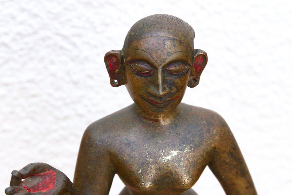 Antique Indian Cinnabar Bronze Apsara Statue