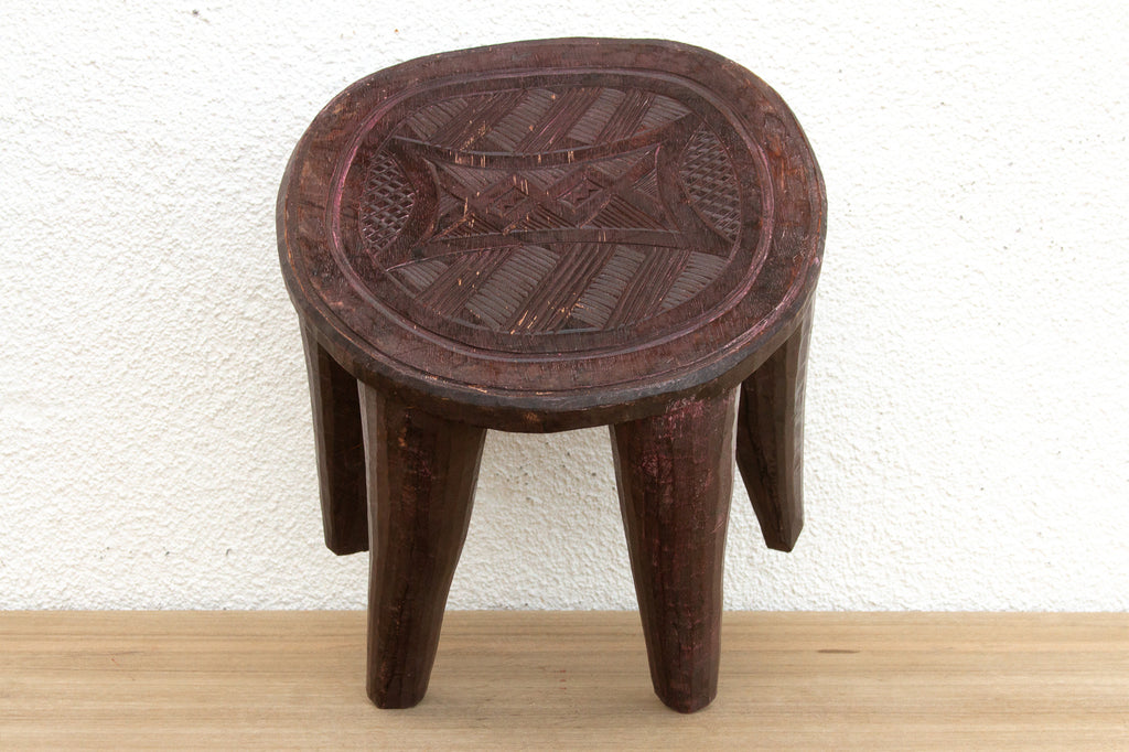 Tribal Tapestry Nupe Carved Stool
