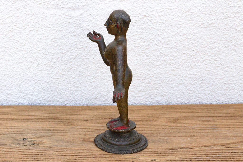 Antique Indian Cinnabar Bronze Apsara Statue