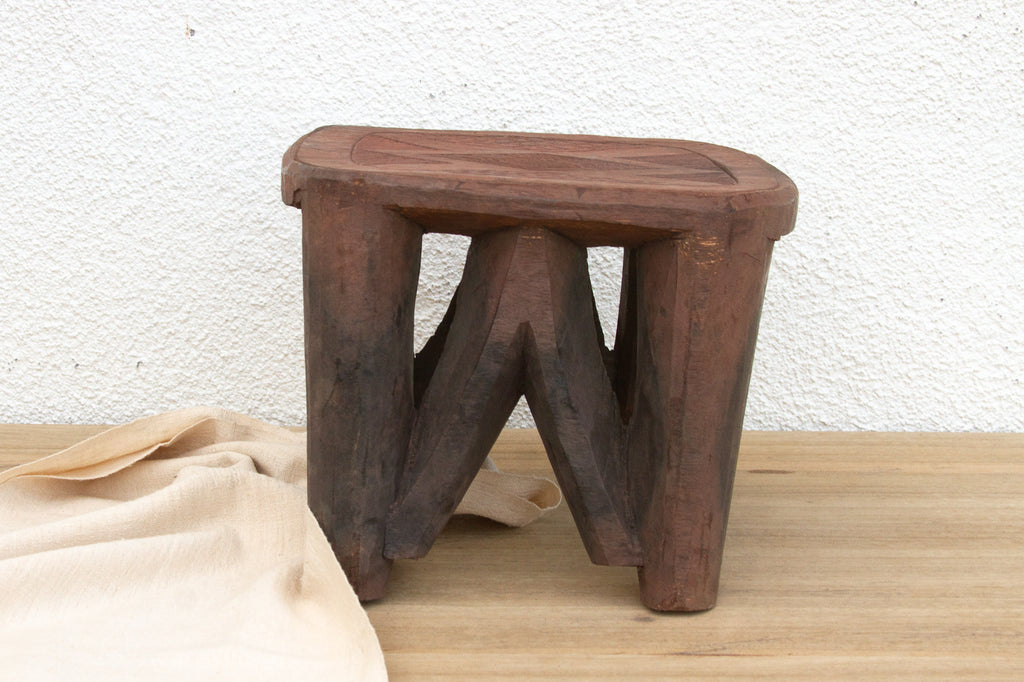 Rustic Charm Nupe Carved Stool