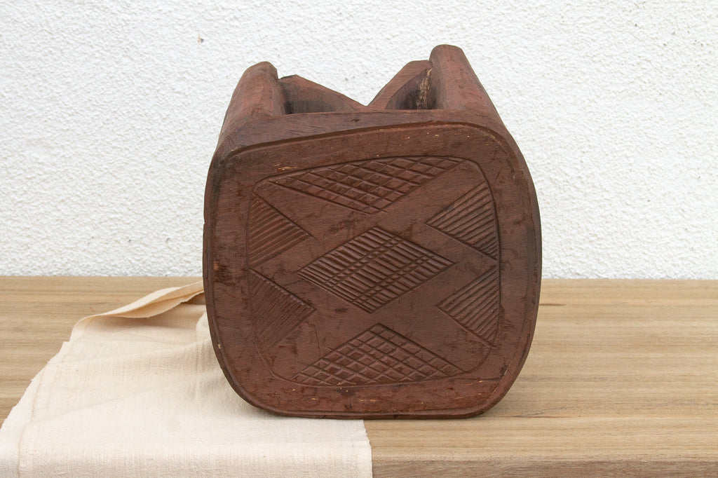 Rustic Charm Nupe Carved Stool