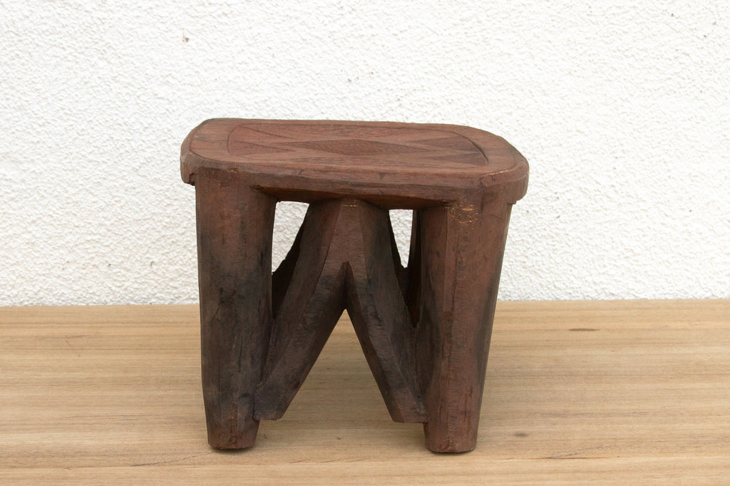 Rustic Charm Nupe Carved Stool