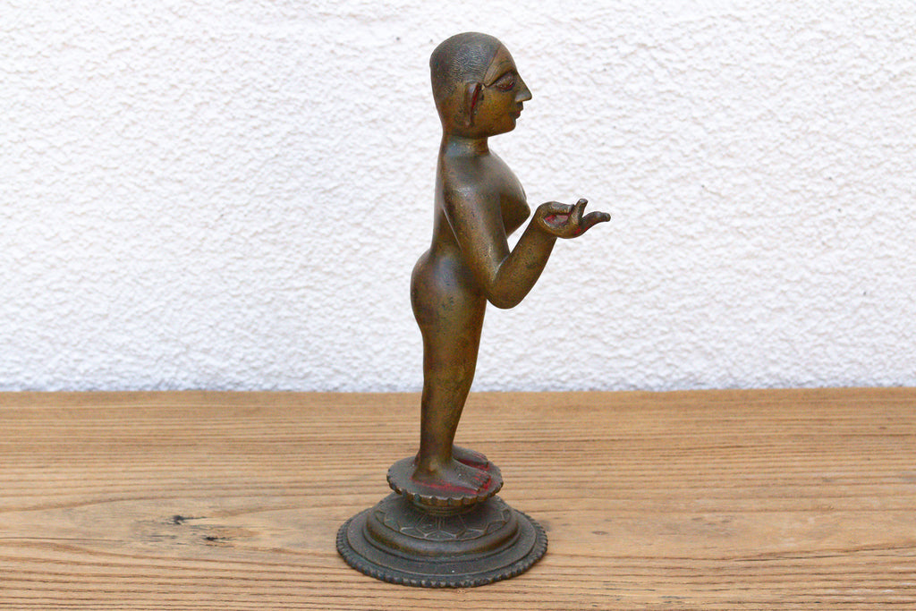 Antique Indian Cinnabar Bronze Apsara Statue