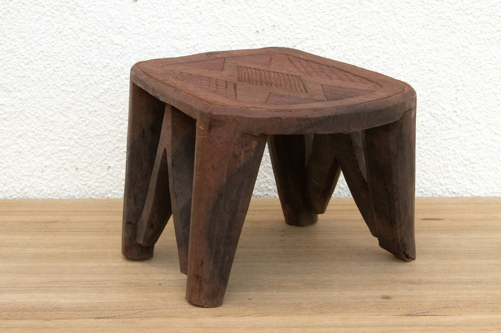 Rustic Charm Nupe Carved Stool