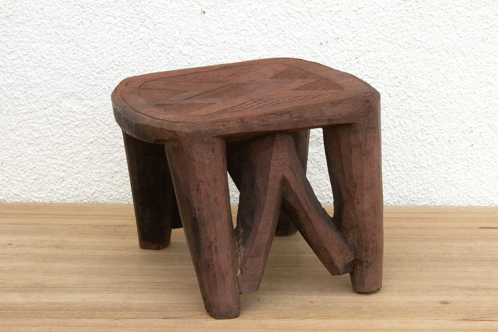 Rustic Charm Nupe Carved Stool
