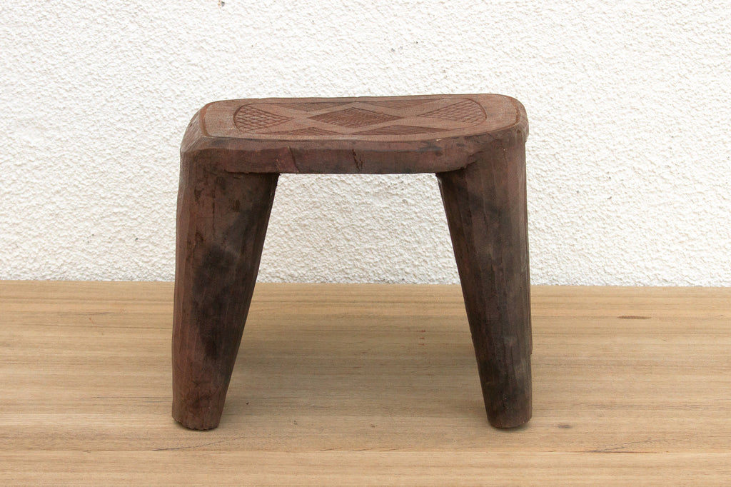 Rustic Charm Nupe Carved Stool
