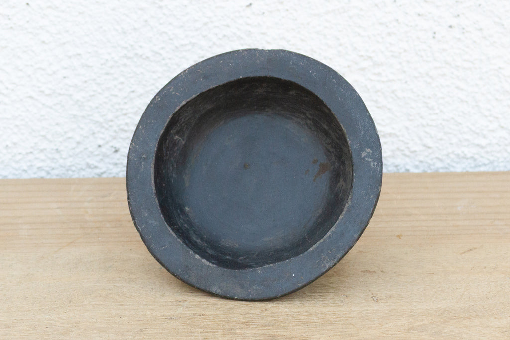 Small Vintage Black Clay Tripod Bowl