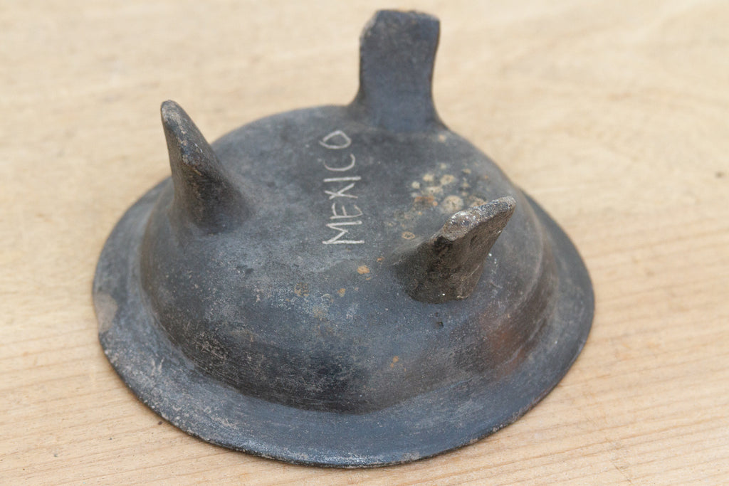 Small Vintage Black Clay Tripod Bowl