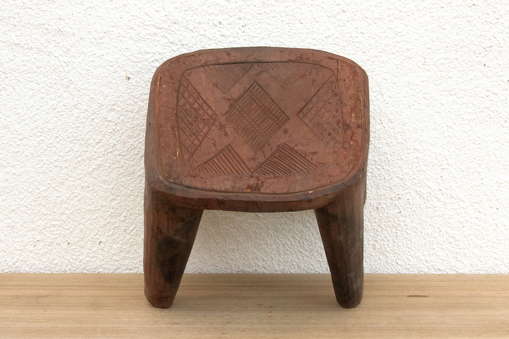 Rustic Charm Nupe Carved Stool