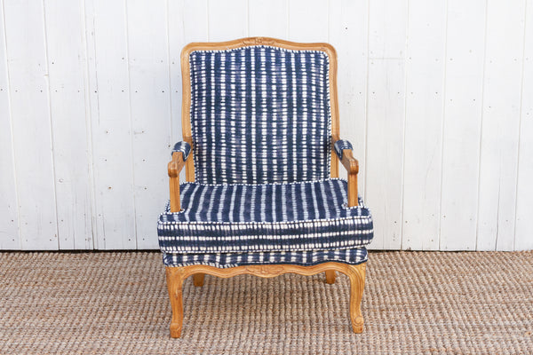 French Bleached Wood Indigo Chair