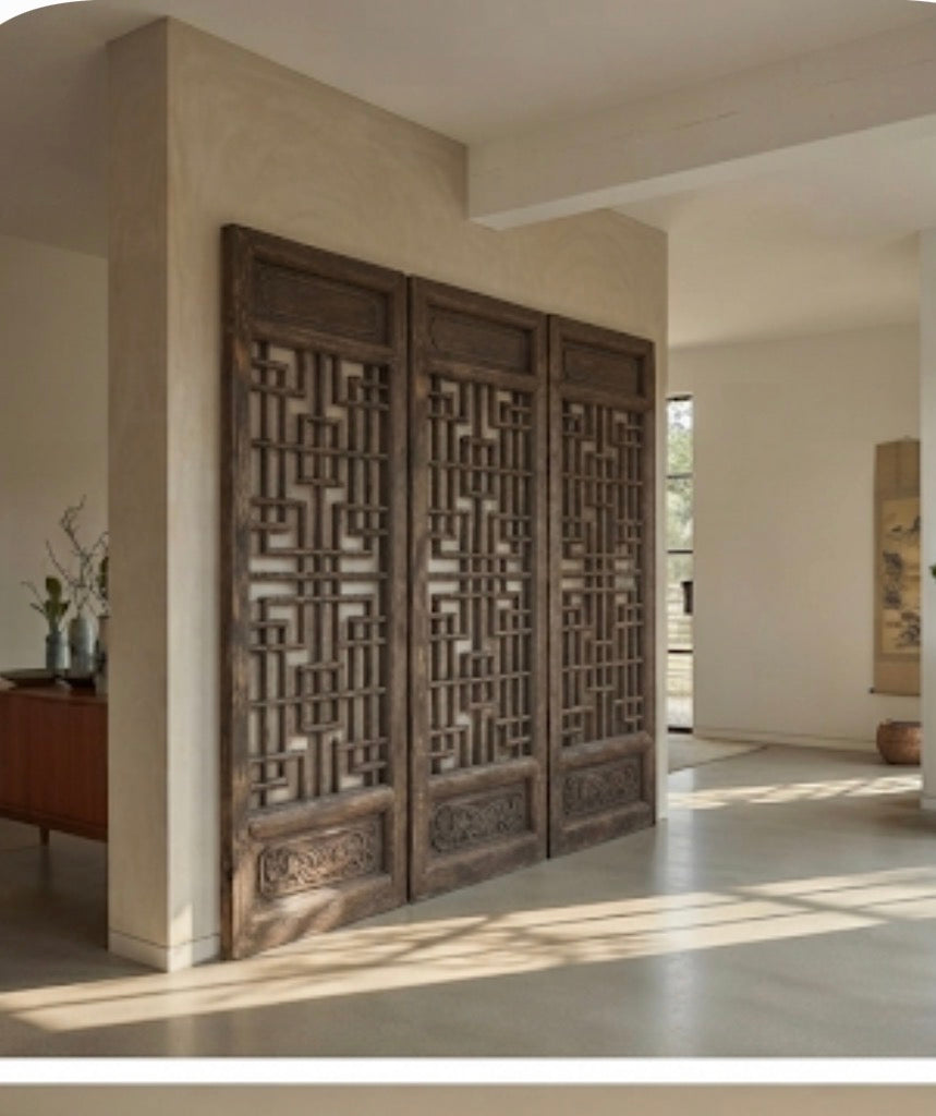 Custom Large Lattice Caved QIng Wooden Panels