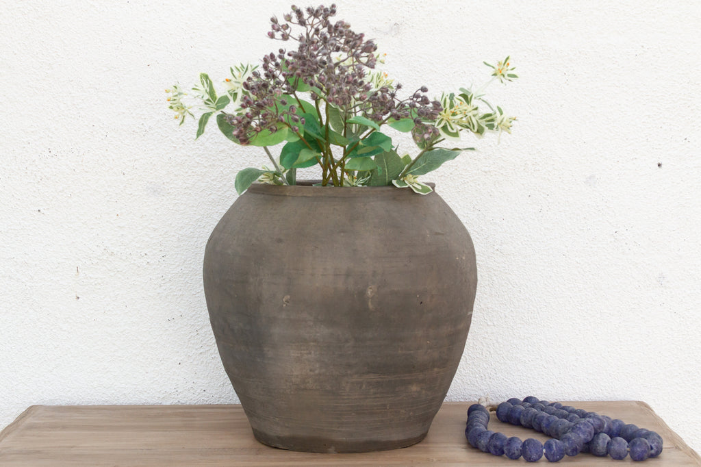 Large Vintage Timeworn Clay Vase
