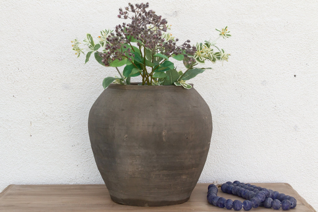 Large Vintage Timeworn Clay Vase