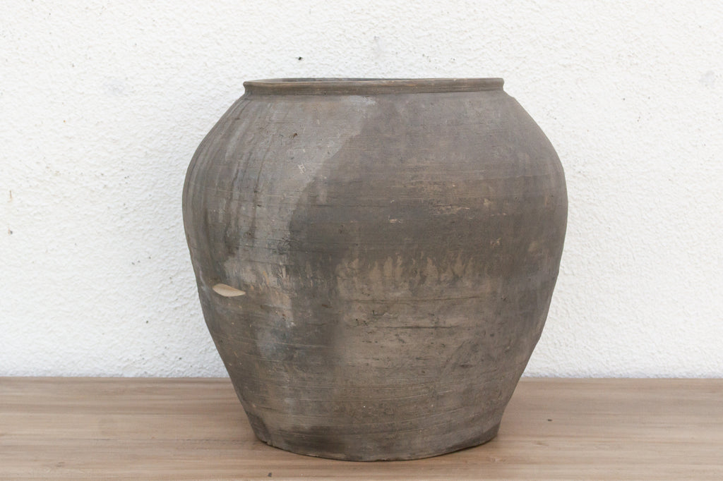 Large Vintage Timeworn Clay Vase