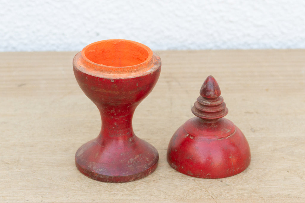 Vintage Indian Turned Wood Lidded Box (Trade)