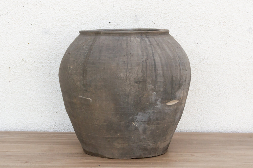 Large Vintage Timeworn Clay Vase