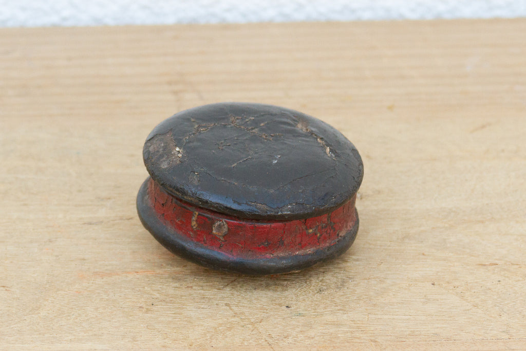Petite Antique Round Leather Lidded Box