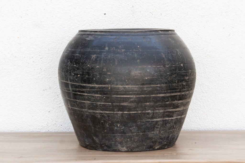 Blackened Earth Clay Urn