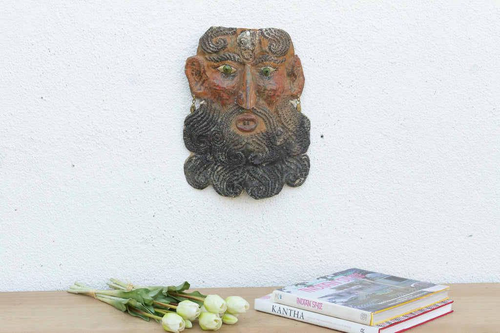 Vintage Mexican Folk Art Painted Mask