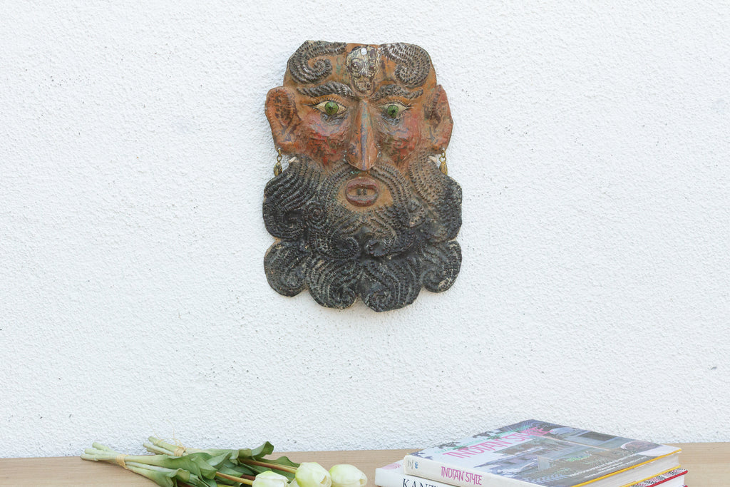 Vintage Mexican Folk Art Painted Mask