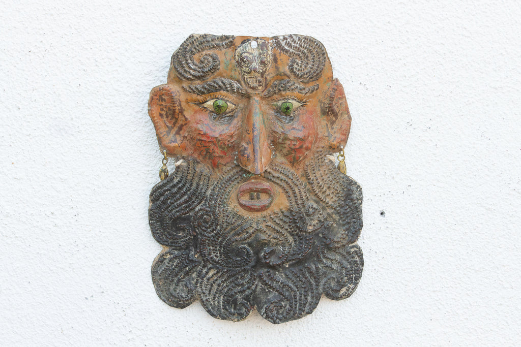 Vintage Mexican Folk Art Painted Mask