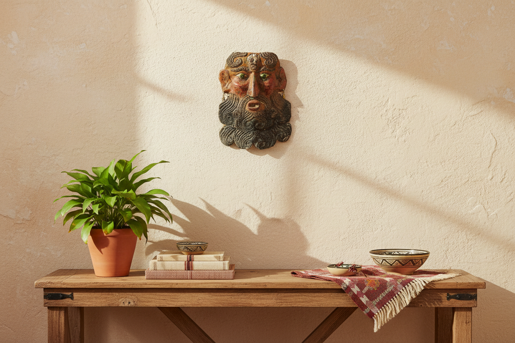 Vintage Mexican Folk Art Painted Mask