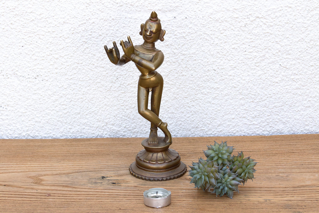 19th Century Indian Brass Krishna Figure