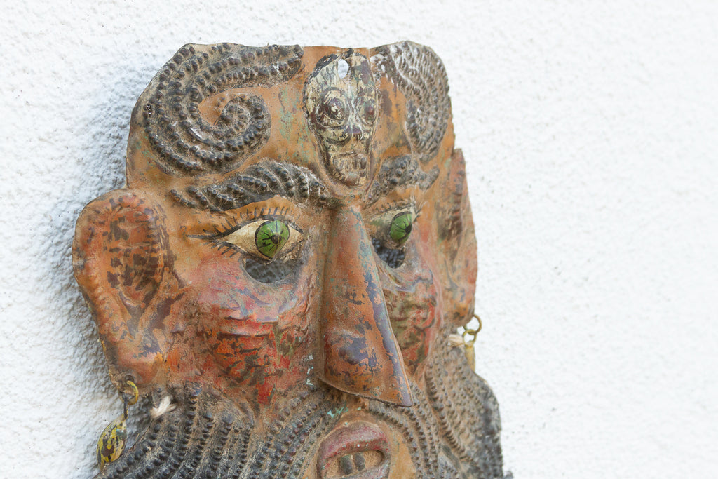 Vintage Mexican Folk Art Painted Mask