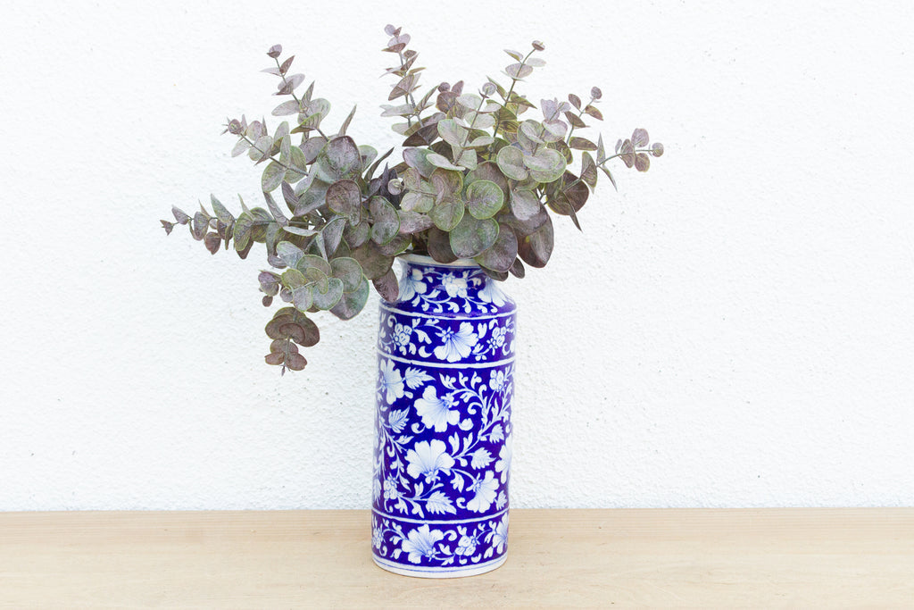 Blue & White Jaipur Pottery Vase
