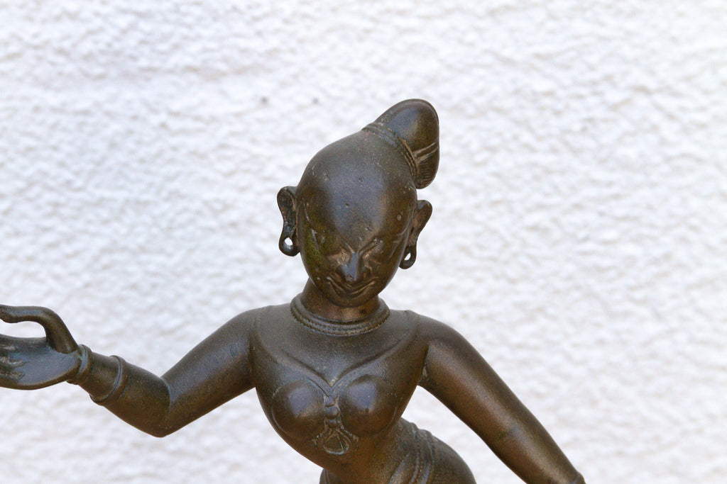 Antique Sculptural Brass Indian Tribhanga Icon (Trade)