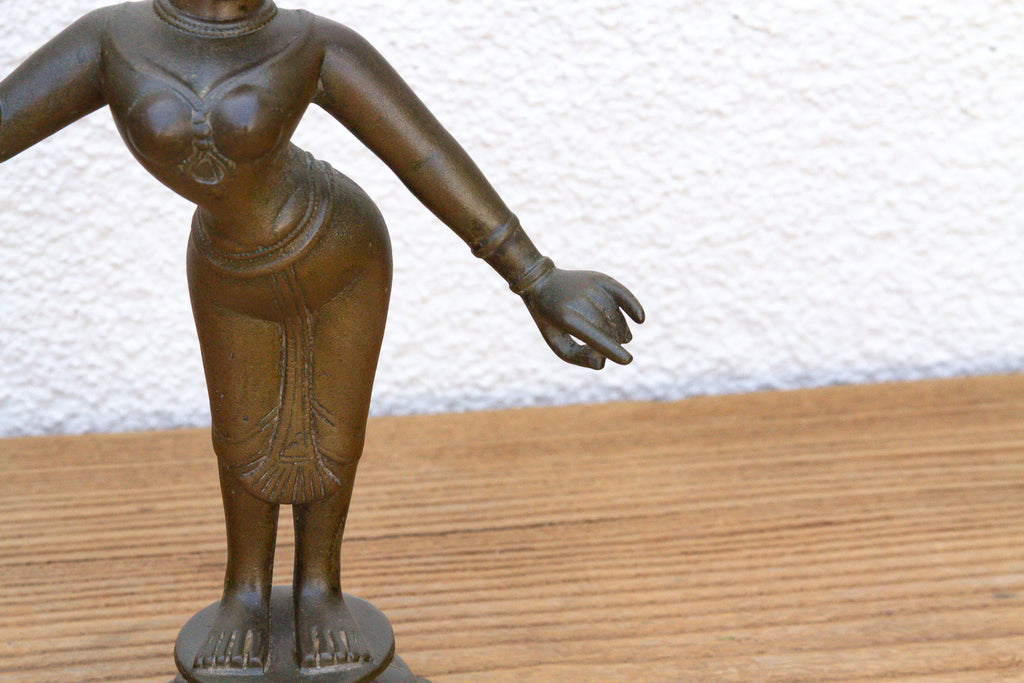 Antique Sculptural Brass Indian Tribhanga Icon (Trade)