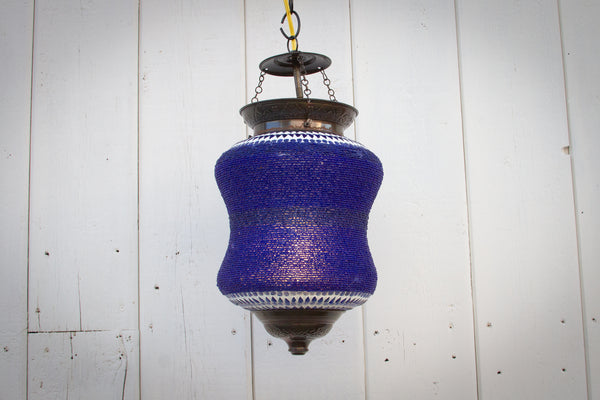 Blue Beaded Pendant Lamp