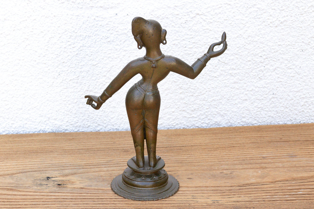 Antique Sculptural Brass Indian Tribhanga Icon (Trade)