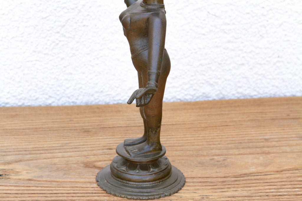 Antique Sculptural Brass Indian Tribhanga Icon (Trade)