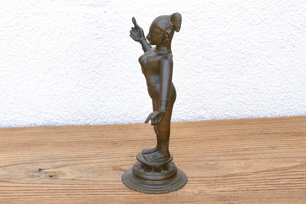 Antique Sculptural Brass Indian Tribhanga Icon (Trade)