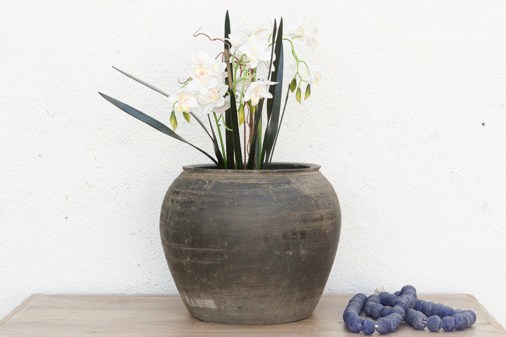 Vintage Moss Charcoal Clay Pot