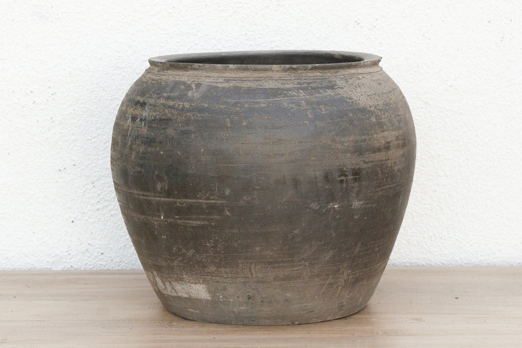 Vintage Moss Charcoal Clay Pot