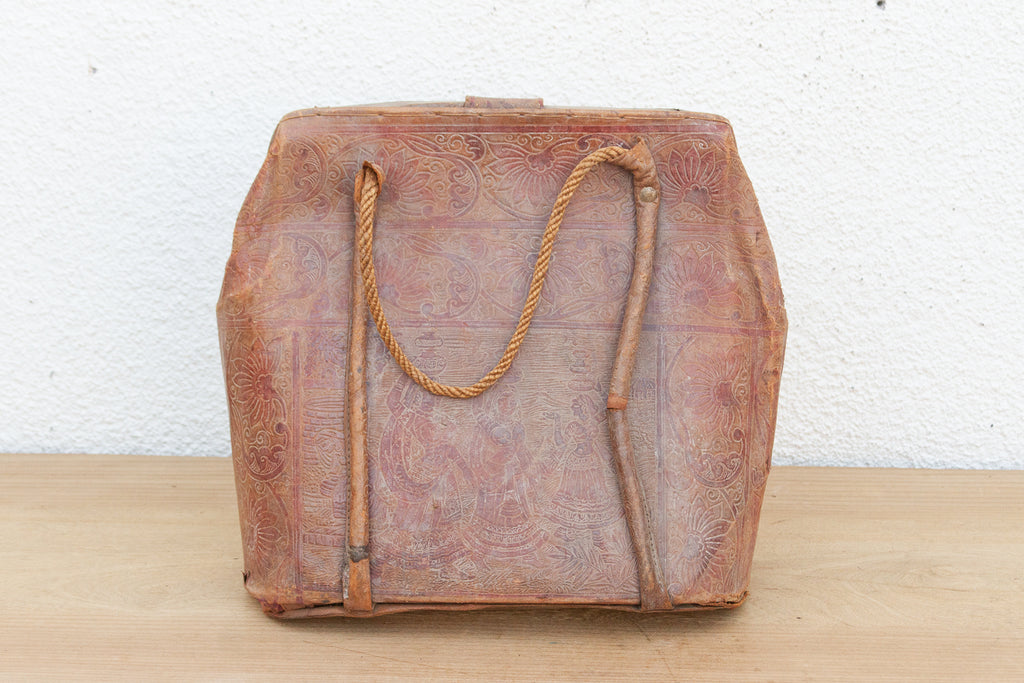 Vintage Indian Tooled Leather Satchel