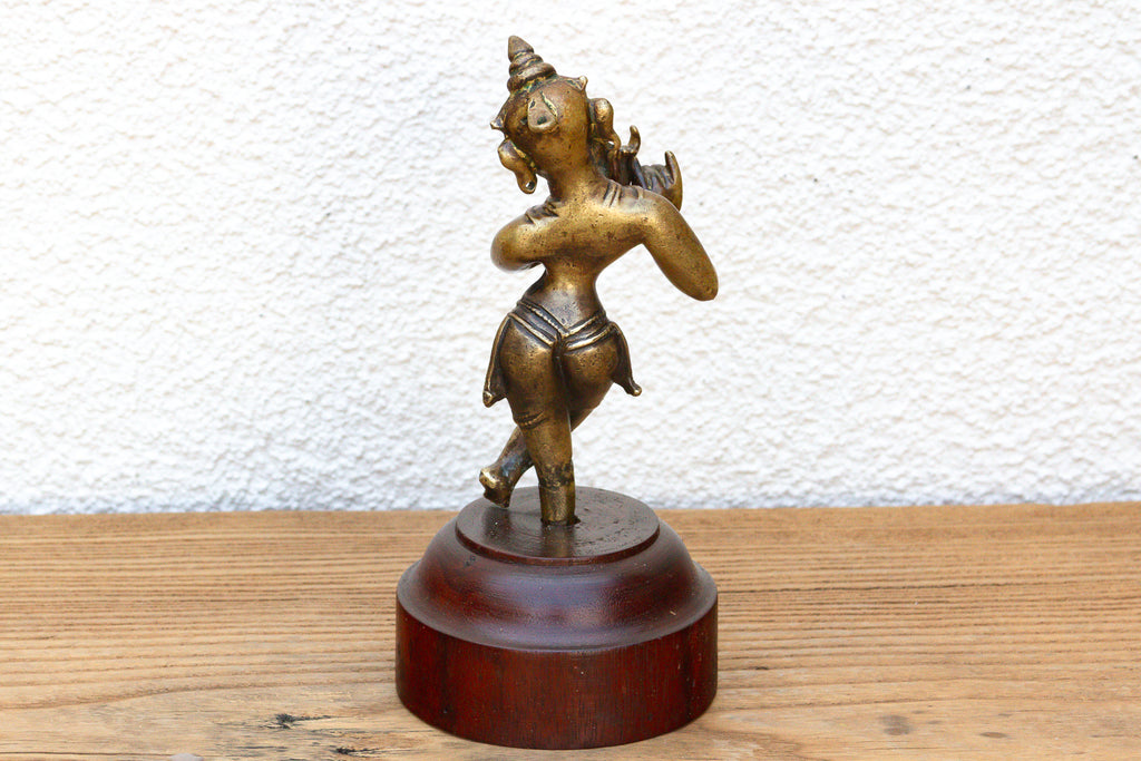 Captivating Indian Bronze Krishna on a Custom Stand