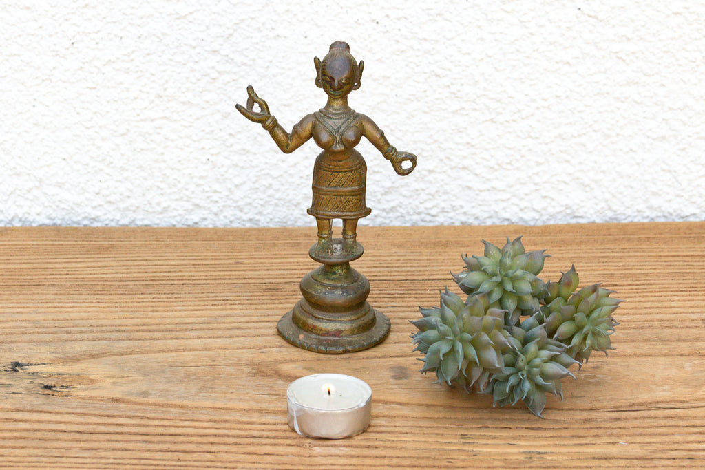 Sun-Warmed Indian Bronze Celestial Dancer Figurine (Trade)