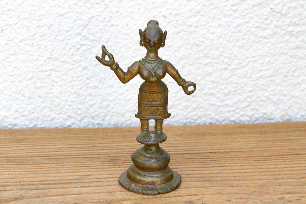 Sun-Warmed Indian Bronze Celestial Dancer Figurine (Trade)