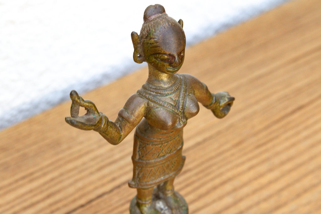 Sun-Warmed Indian Bronze Celestial Dancer Figurine (Trade)