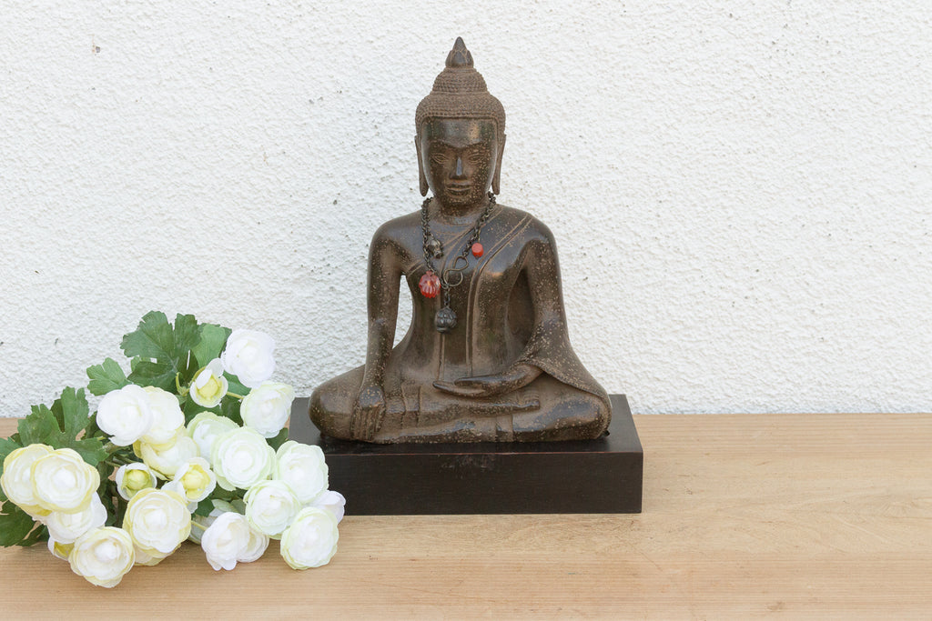 Antique Bronze Seated Buddha, Earth Witness Mudra