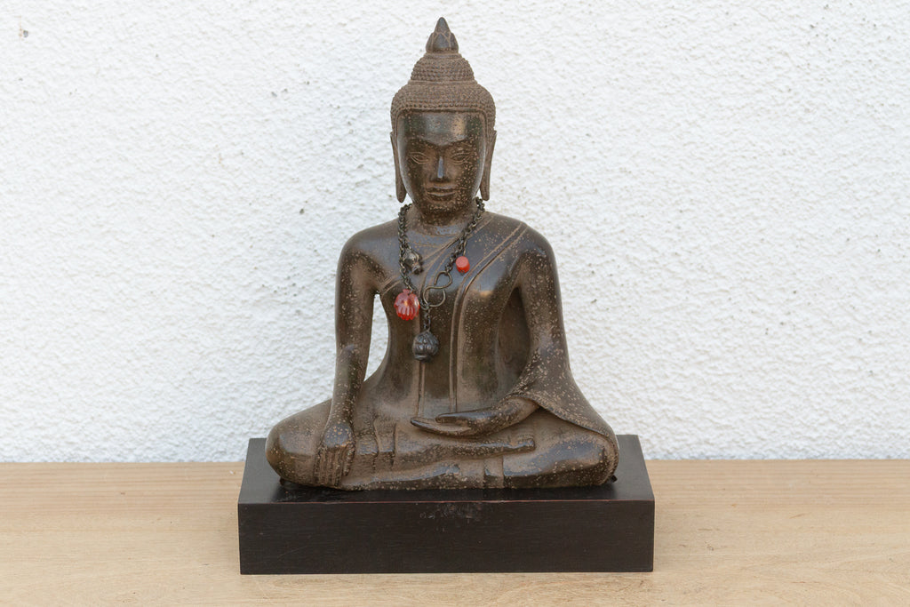 Antique Bronze Seated Buddha, Earth Witness Mudra