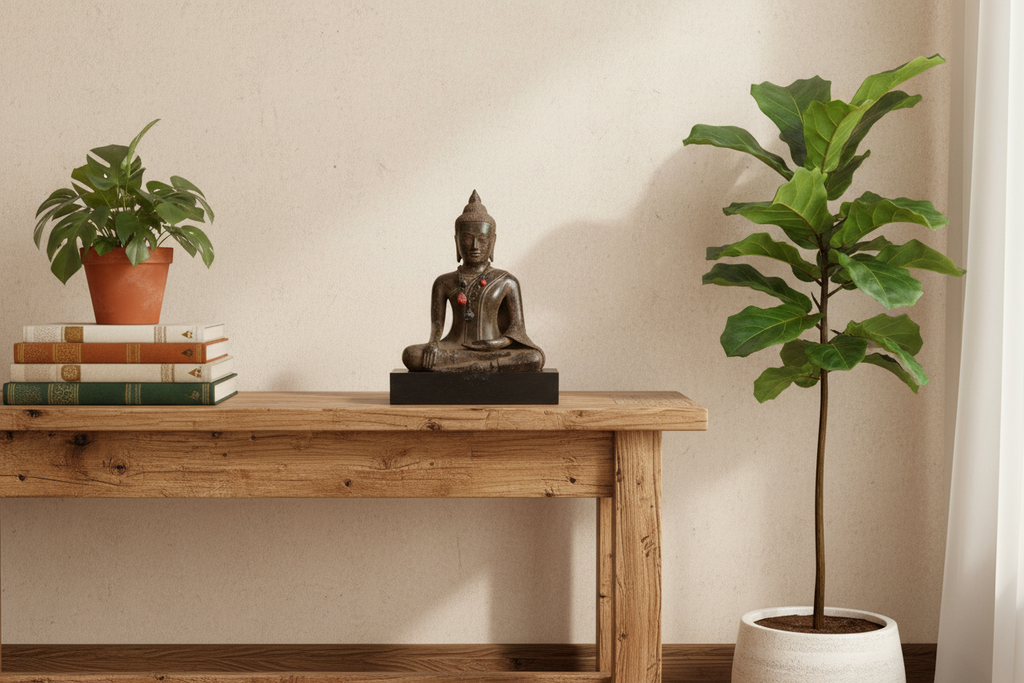 Antique Bronze Seated Buddha, Earth Witness Mudra